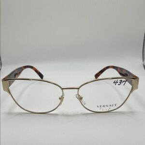 Versace Women's Glasses with Gold Frame and Brown Temples MOD1267 No Case